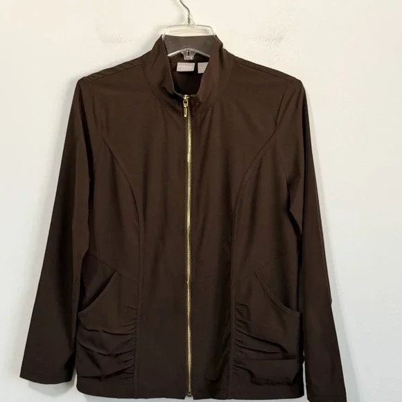 Chicos Zenergy Neema Jacket‎ 1 Size 8/10 Zip Front Brown Pockets Stretch Active - Picture 3 of 7